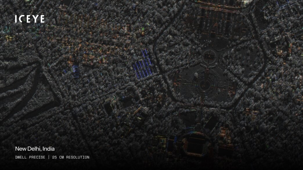 The picture shows a high-res SAR image captured from space of New Delhi