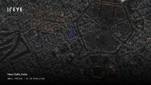 The picture shows a high-res SAR image captured from space of New Delhi